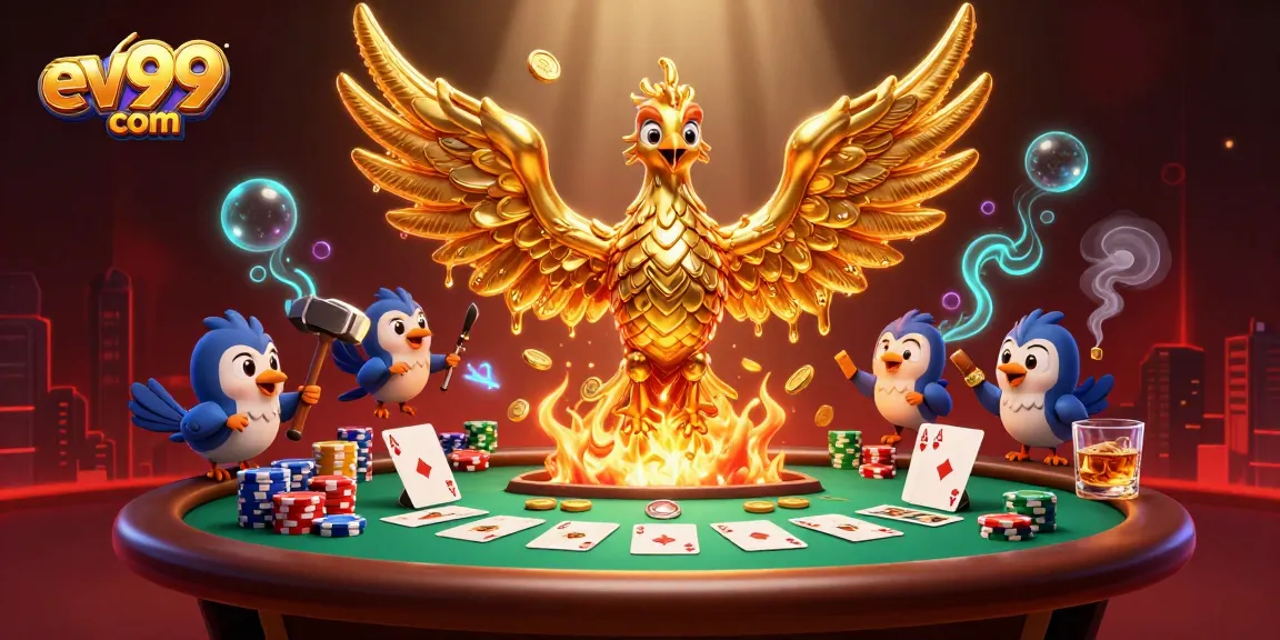 Experience thrilling wins at ev99 com with a vibrant 3D illustration showcasing dynamic gameplay.