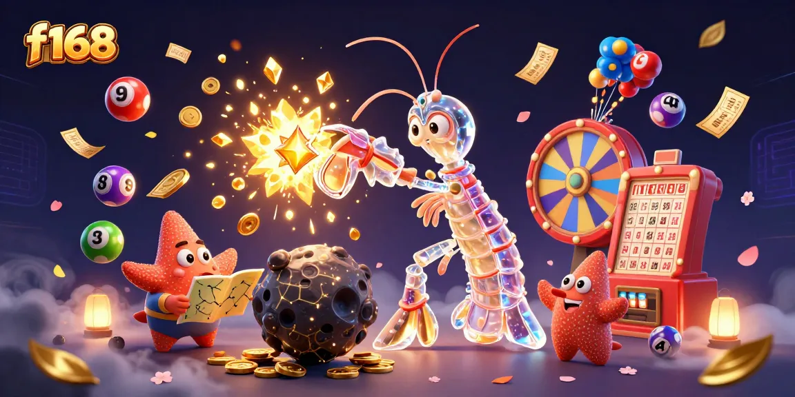 Experience the excitement of f168 with vibrant lottery elements and stunning cosmic characters in action.